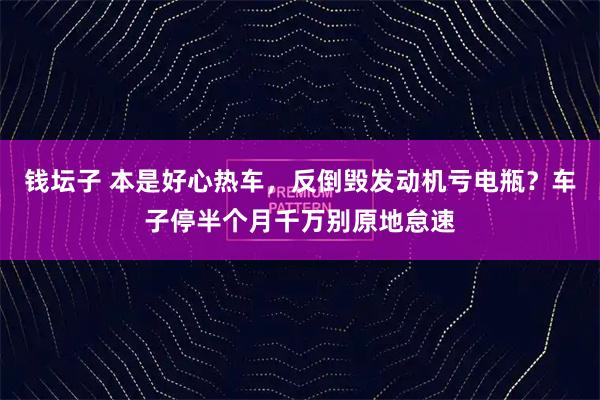 钱坛子 本是好心热车,反倒毁发动机亏电瓶?车子停半个月千万别原地怠速