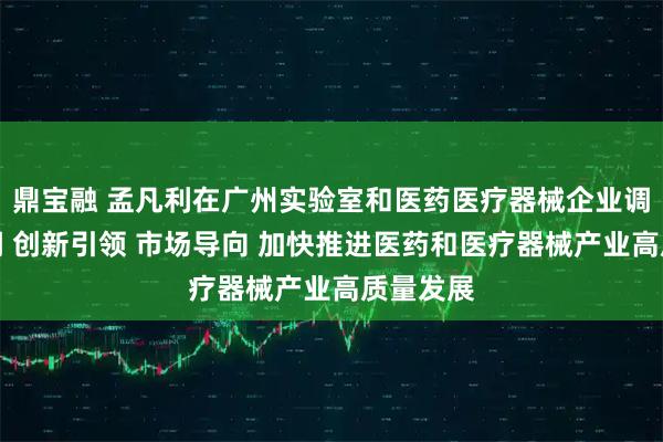 鼎宝融 孟凡利在广州实验室和医药医疗器械企业调研时强调 创新引领 市场导向 加快推进医药和医疗器械产业高质量发展